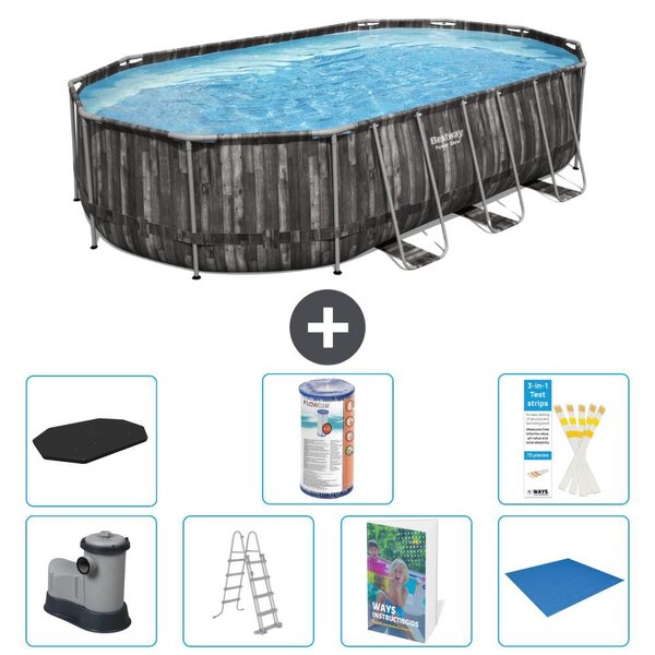 Bestway Power Steel, piscina ovale - 610x366x122 cm - composta da 6 parti - modello S594