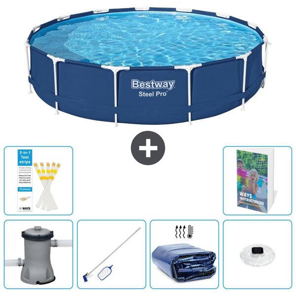 Bestway Steel Pro, piscina in acciaio, rotonda - 396x84 cm - composta da 5 parti, modello S305