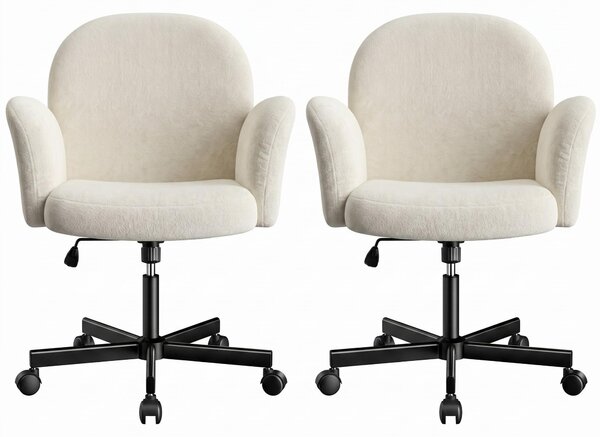 Sedia da ufficio Marsail, sedia con seduta imbottita, braccioli pieghevoli in 6 posizioni, color beige