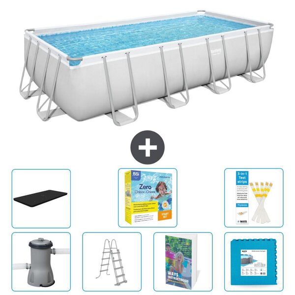 Bestway Power Steel, piscina rettangolare - 488x244x122 cm - composta da 6 parti, modello S566