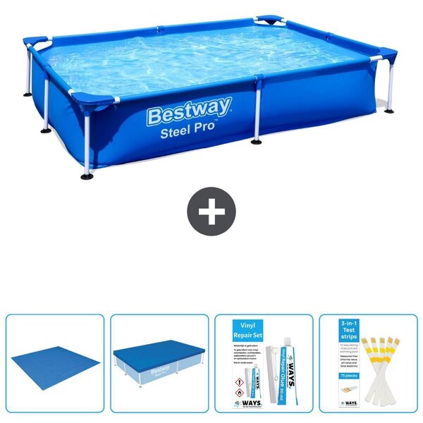 Bestway Steel Pro, piscina rettangolare - 221x150x43 cm - 5 pezzi, modello S22703