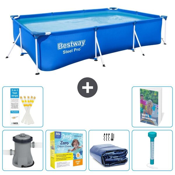 Bestway Steel Pro, piscina rettangolare - 300x201x66 cm - composta da 5 parti, modello S184