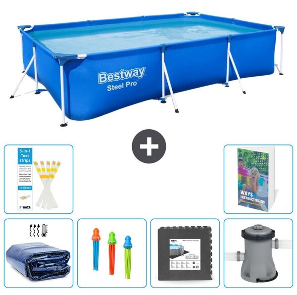 Bestway Steel Pro, piscina rettangolare - 300x201x66 cm - 5 pezzi, modello S3