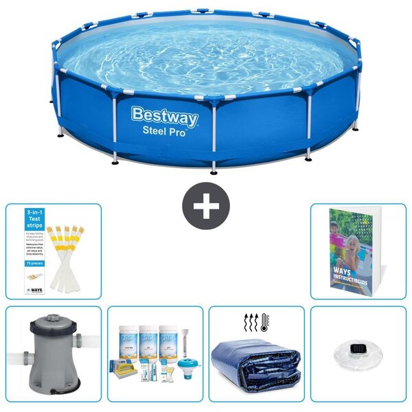 Bestway Steel Pro, piscina in acciaio, forma rotonda - 366x76 cm - composta da 5 parti, modello S228