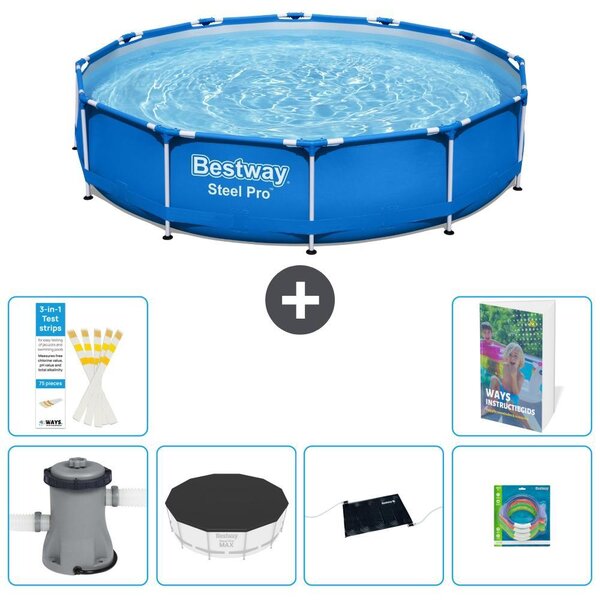 Piscina gonfiabile Bestway Steel Pro, rotonda, dimensioni 366x76 cm, composta da 5 parti, modello S211