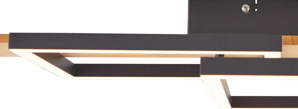Plafoniera di design nera quadrata con LED dimmerabile a 3 livelli - Nimue