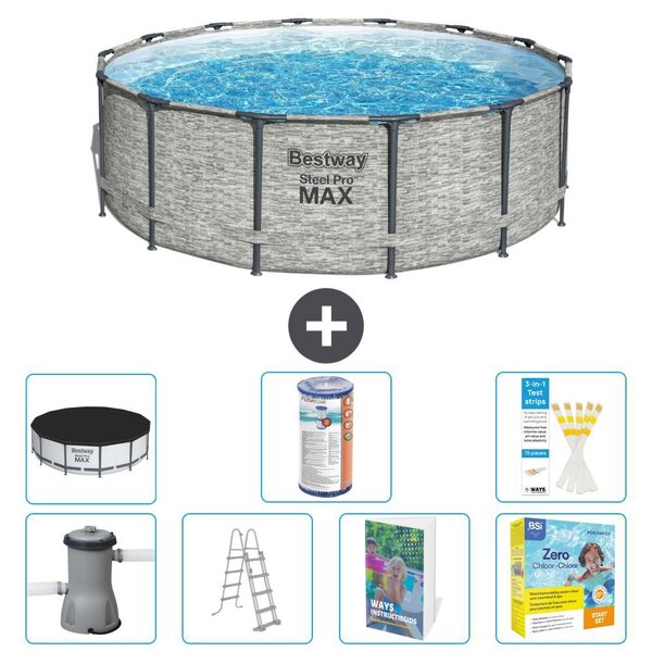 Piscina gonfiabile Bestway Steel Pro MAX, rotonda, 427x122 cm, composta da 6 parti, modello S572