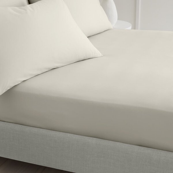Lenzuolo con angoli beige in percalle di cotone 185x200 cm Cotton Percale – Bianca