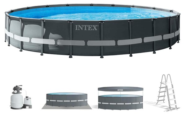 INTEX 26334GN Set piscina Ultra XTR (610x122cm) con pompa filtro inclusa Telo di copertura Scaletta Telo pavimento