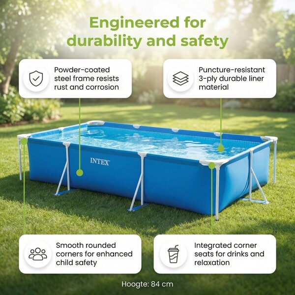 Piscina fuori terra rettangolare - 450x220x84 cm - 5 pezzi - Modello SCB11