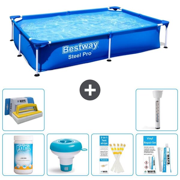 Bestway Steel Pro, piscina rettangolare - 221x150x43 cm - 7 pezzi - Modello S22290