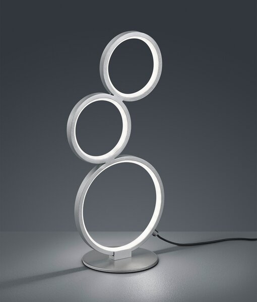 Lampada da tavolo a LED RONDO dimmerabile con 3 anelli, altezza 45 cm, argento