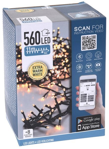Catena luminosa a grappolo Bluetooth con controllo tramite app - 560LED, bianco extra caldo