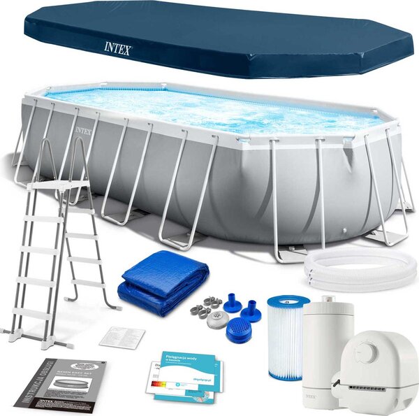 Piscina "Prism Frame" Ovale C/Tel. Portante C/Pompa Cm.610X305X122H. - capacità lt.18202 - peso kg.130,4 (26798)