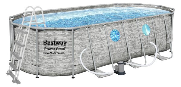 Piscina Power Steel Stacked Stone Swim Vista 549 x 274 x 122 cm con accessori