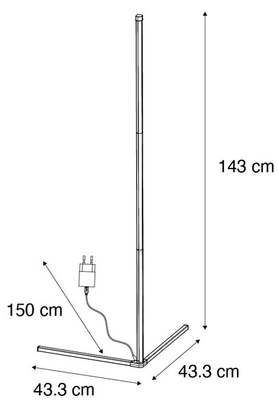 Lampada da terra nera con LED RGB e telecomando - Carla
