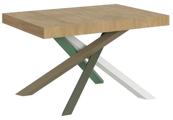Tavolo Allungabile con 2 allunghe VOLANTIS MULTICOLOR 90x120xh77 cm estensibile fino a 224 cm Allunghe da 52 cm, gambe in Ferro verniciate Antracite piano colore Quercia Natura