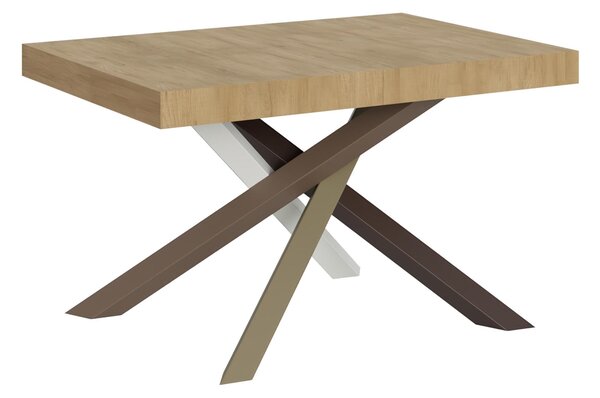 Tavolo Allungabile con 2 allunghe VOLANTIS MULTICOLOR 90x120xh77 cm estensibile fino a 224 cm Allunghe da 52 cm, gambe in Ferro verniciate Antracite piano colore Quercia Natura