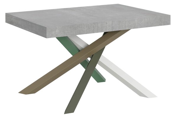 Tavolo Allungabile con 2 allunghe VOLANTIS MULTICOLOR 90x120xh77 cm estensibile fino a 224 cm Allunghe da 52 cm, gambe in Ferro verniciate Antracite piano colore Cemento
