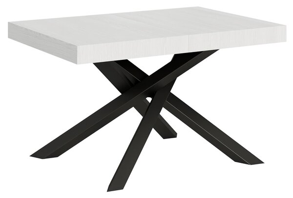 Tavolo Allungabile con 2 allunghe VOLANTIS MULTICOLOR 90x120xh77 cm estensibile fino a 224 cm Allunghe da 52 cm, gambe in Ferro verniciate Antracite piano Bianco Frassino