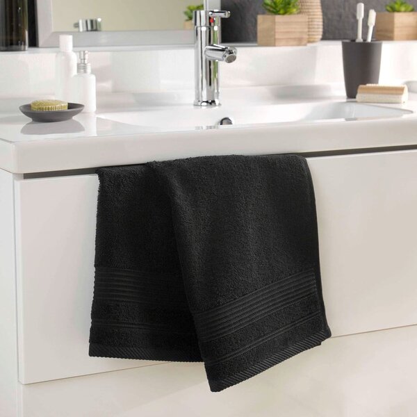 Asciugamano tipo terry nero in cotone 50x90 cm Tendresse – douceur d'intérieur