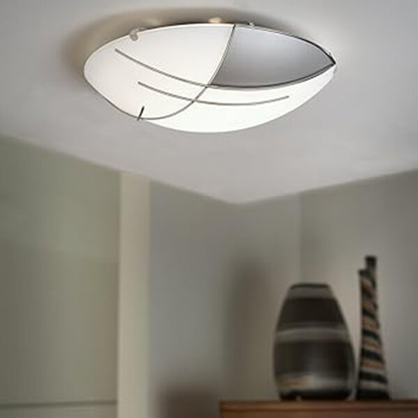 Plafoniera/Applique Contemporanea Raya Vetro Argento E Bianco 1 Luce E27