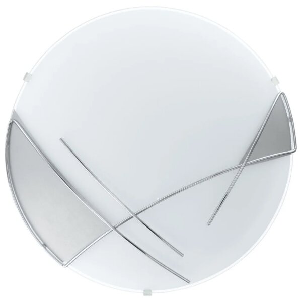 Plafoniera/Applique Contemporanea Raya Vetro Argento E Bianco 1 Luce E27