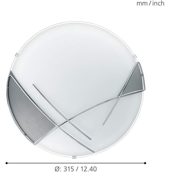 Plafoniera/Applique Contemporanea Raya Vetro Argento E Bianco 1 Luce E27