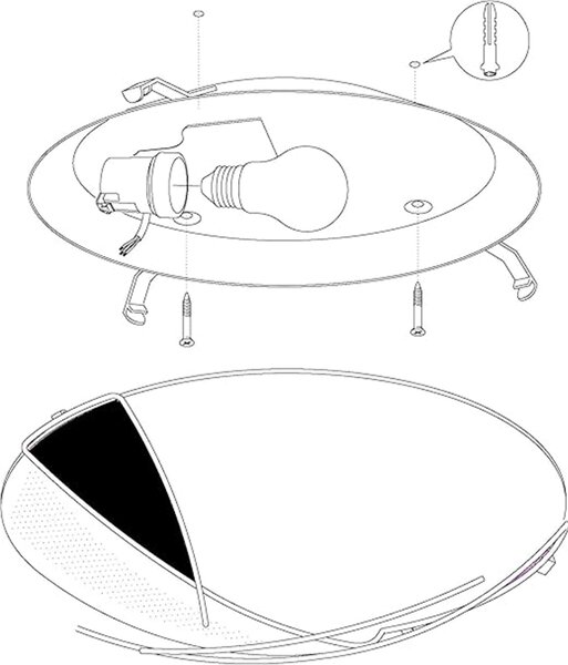 Plafoniera/Applique Contemporanea Raya Vetro Argento E Bianco 1 Luce E27