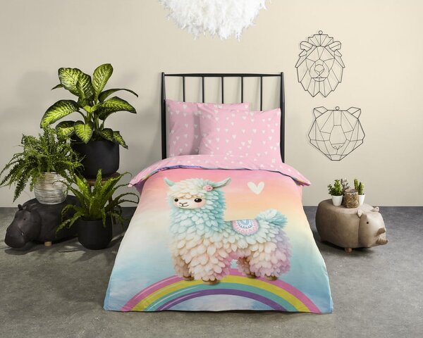 Set copripiumino e federa da bambini rosa in cotone per letto singolo 140x200 cm Chico – Good Morning