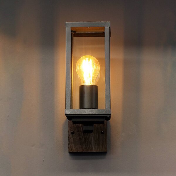 Eco-Light Applique da esterni Karo, dritta, decoro legno