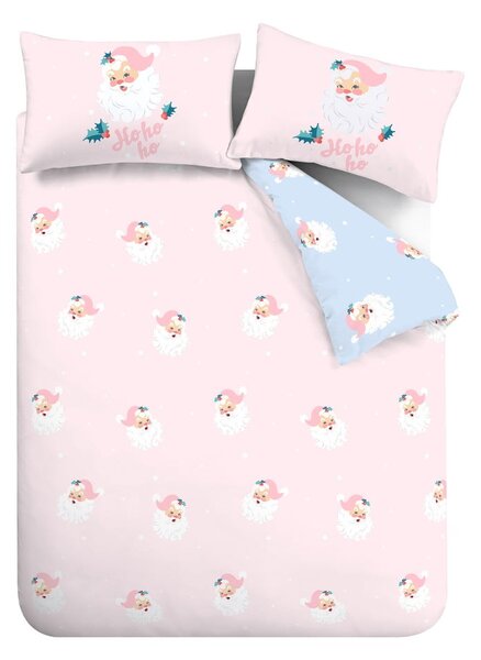 Set copripiumino e federa rosa per letto matrimoniale 200x200 cm Vintage Christmas Santa – Catherine Lansfield