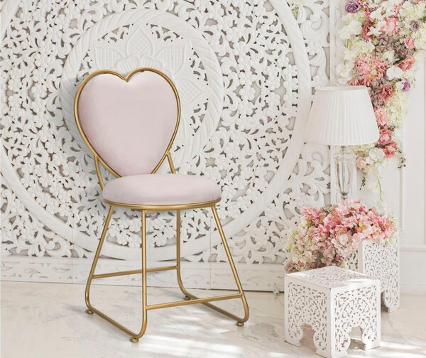Sedia in metallo dorato con seduta e schienale in tessuto imbottito HEART 37x47x80 cm - peso 4 kg Spessore 15 mm