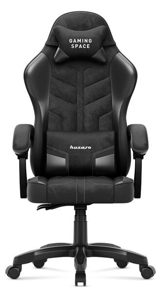 Sedia da gioco Huzaro Force 2.7 Carbon - poltrona girevole ergonomica in velluto con schienale regolabile, cuscino lombare e poggiatesta, fino a 140 kg