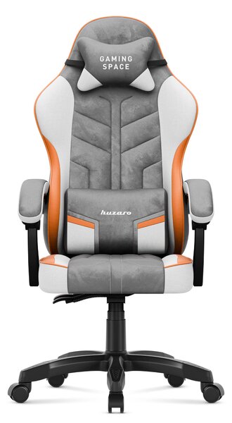 Sedia da gioco Huzaro Force 2.7 Grey - sedia girevole ergonomica in velluto con schienale regolabile, cuscino lombare e poggiatesta, fino a 140 kg