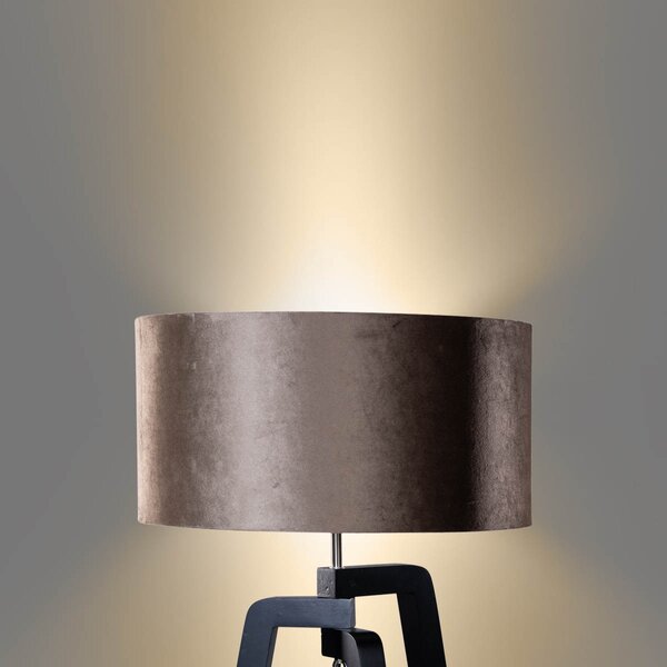 Lampada da Terra Nera con Paralume in Velluto Marrone 50cm - Puros