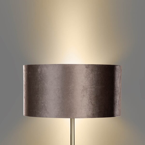 Lampada da terra ottone con paralume in velluto marrone 50 cm - Simplo