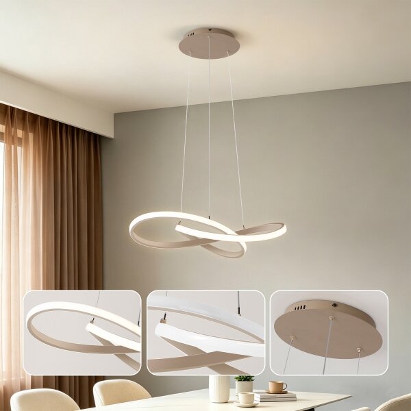 Brilagi - LED dimmerabile. lampadario a sospensione con cavo INFINITY LED/55W/230V 50x50 cm beige + telecomando