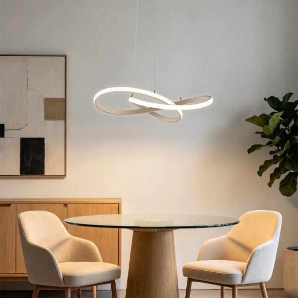 Brilagi - LED dimmerabile. lampadario a sospensione con cavo INFINITY LED/55W/230V 50x50 cm beige + telecomando