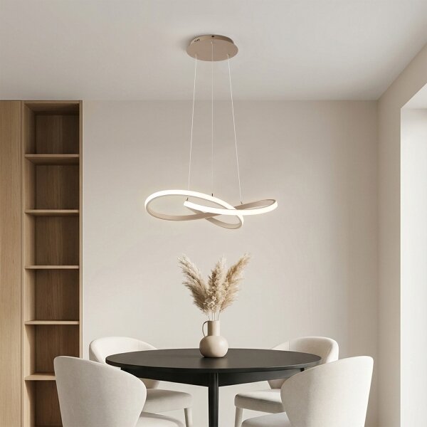 Brilagi - LED dimmerabile. lampadario a sospensione con cavo INFINITY LED/55W/230V 50x50 cm beige + telecomando