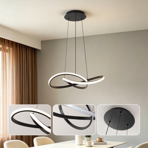 Brilagi - Lampada a sospensione dimmerabile su cavo INFINITY LED/55W/230V 50x50 cm nero + telecomando