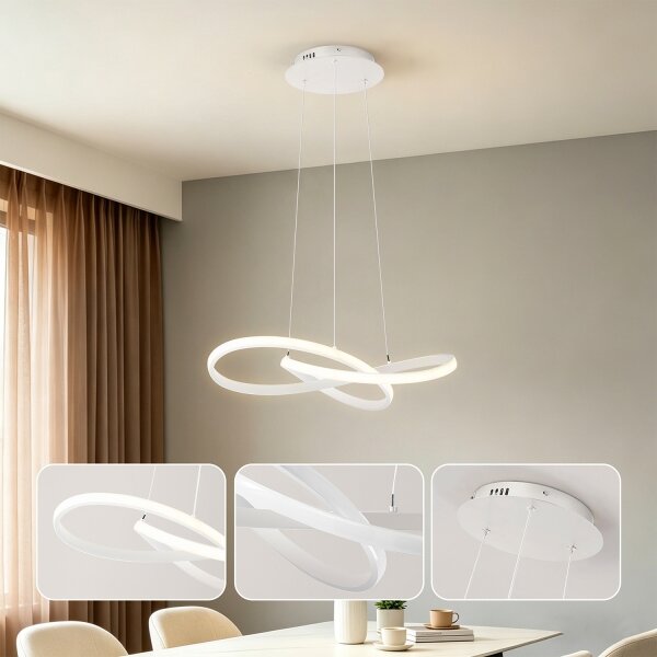 Brilagi - Lampadario a sospensione INFINITY LED dimmerabile 55W/230V 50x50 cm bianco + telecomando