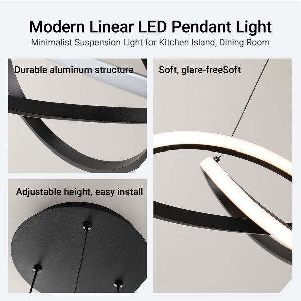 Brilagi - Lampada a sospensione dimmerabile su cavo INFINITY LED/55W/230V 50x50 cm nero + telecomando