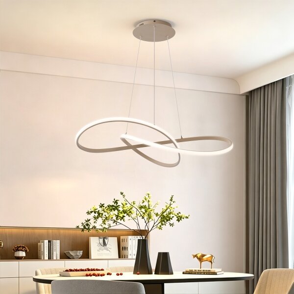 Brilagi - LED dimmerabile, lampadario a sospensione con cavo INFINITY LED/80W/230V 80x80 cm beige + telecomando