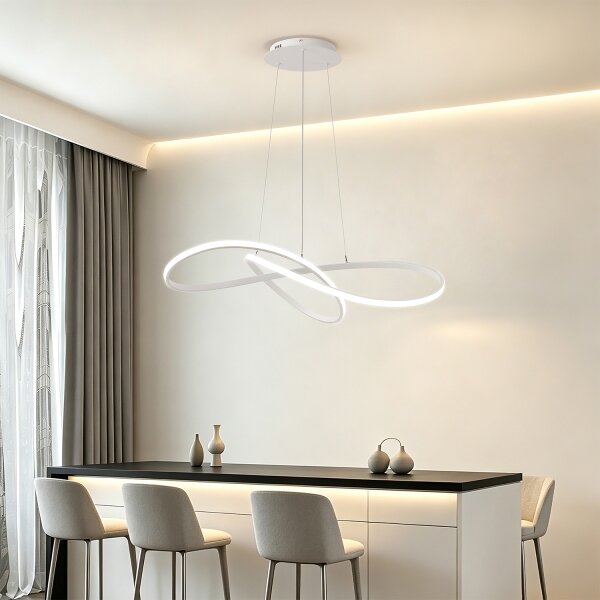 Brilagi - Lampadario LED dimmerabile INFINITY, sospeso con cavi, LED/80W/230V 80x80 cm bianco + telecomando