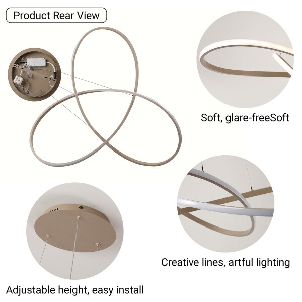 Brilagi - LED dimmerabile, lampadario a sospensione con cavo INFINITY LED/80W/230V 80x80 cm beige + telecomando