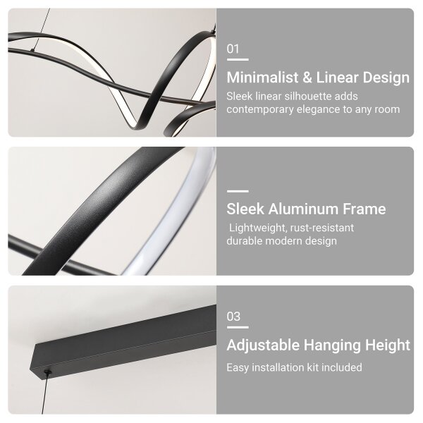 Brilagi - Lampadario LED dimmerabile a sospensione su cavo SIGNATURE LED/55W/230V 120x23 cm nero + telecomando