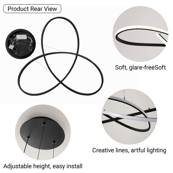 Brilagi - Lampadario a sospensione dimmerabile INFINITY LED/80W/230V 80x80 cm nero + telecomando