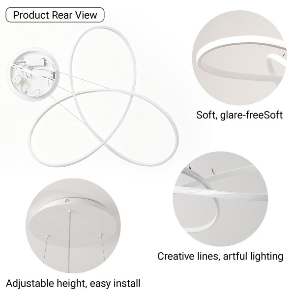 Brilagi - Lampadario LED dimmerabile INFINITY, sospeso con cavi, LED/80W/230V 80x80 cm bianco + telecomando