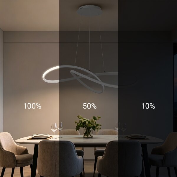 Brilagi - Lampadario LED dimmerabile INFINITY, sospeso con cavi, LED/80W/230V 80x80 cm bianco + telecomando